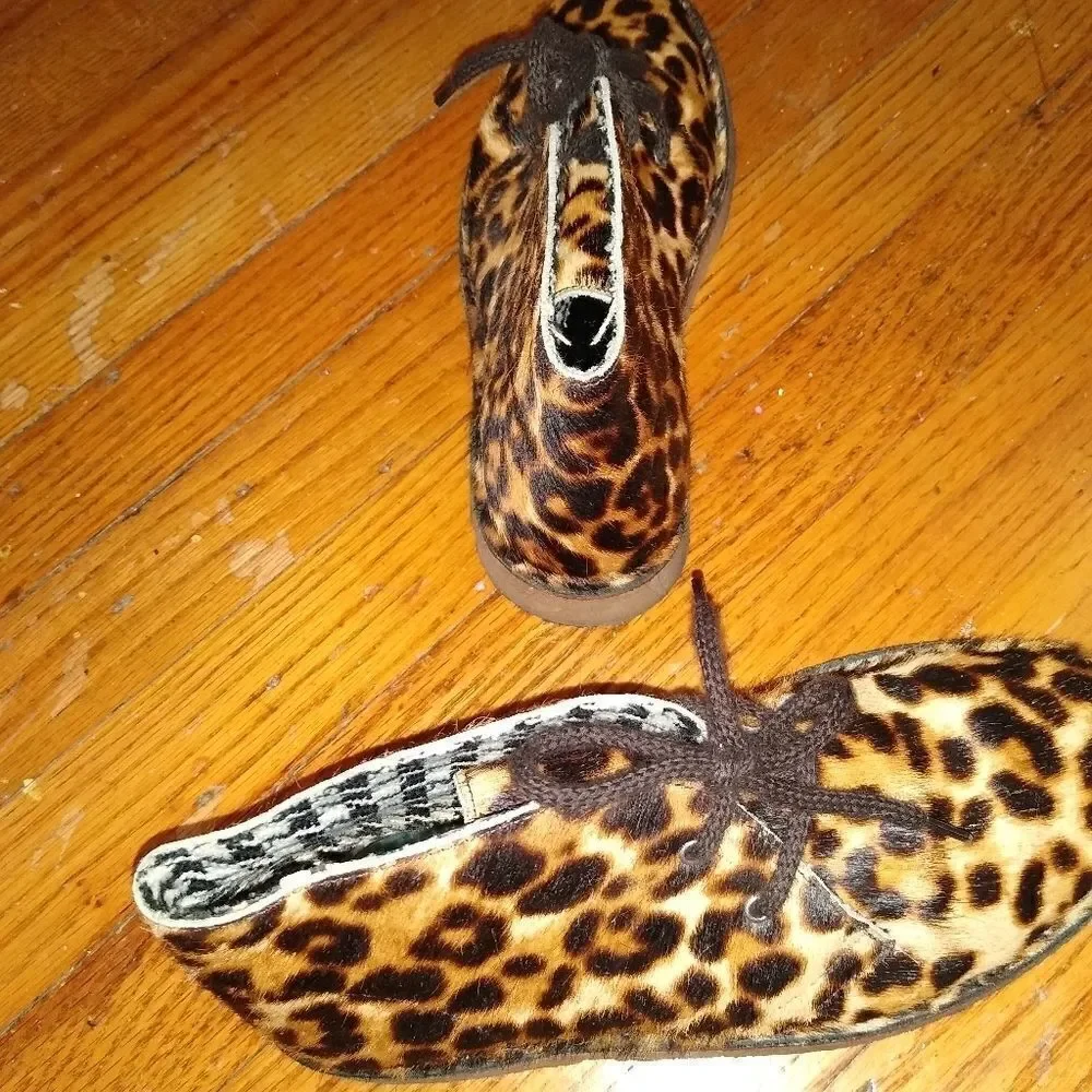 Leather Pony Hair ankle boots Cheetah print